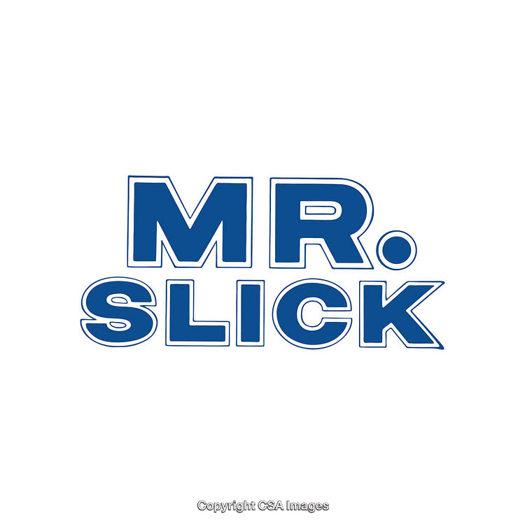 Blue Bold Text Logo Reading 'Mr. Slick' on White Background