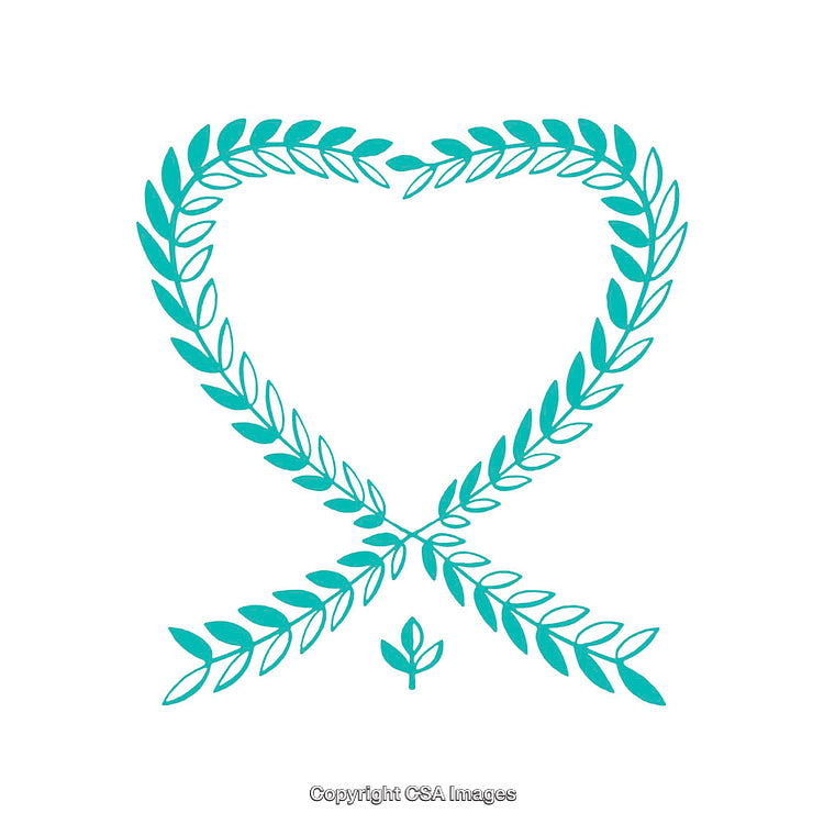 Green Wreath Heart Design Made with Leafy Branches on White Background