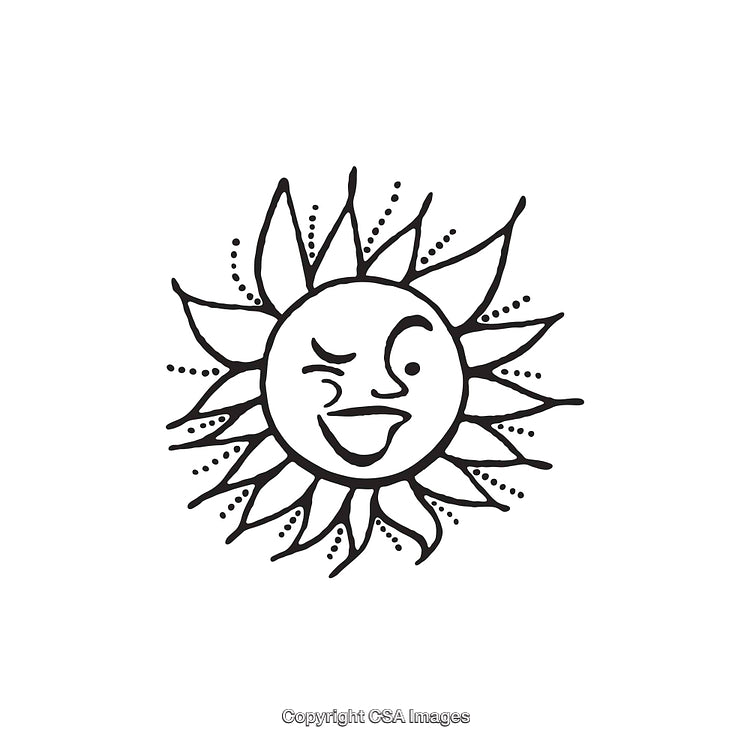 Joyful Sun Illustration with Playful and Winking Expression