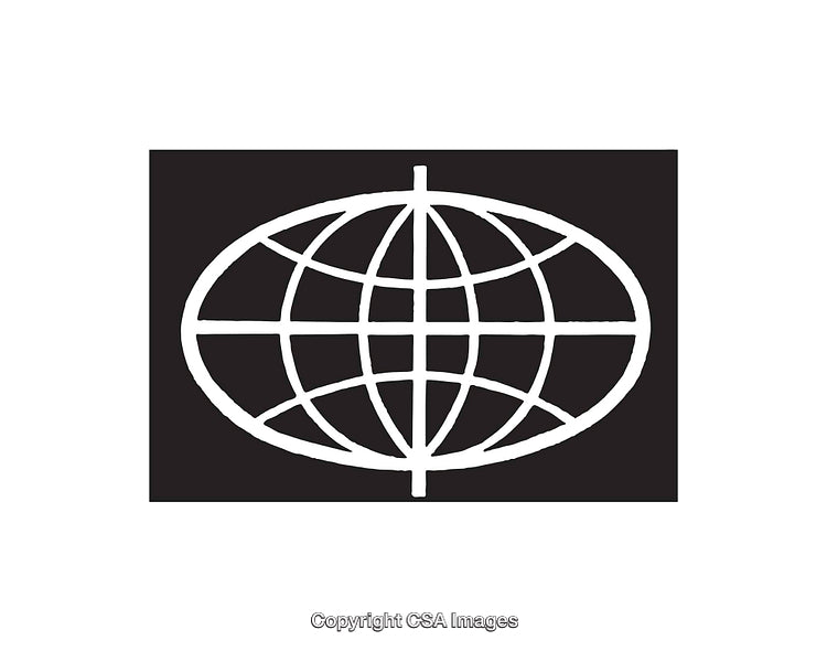 Black And White Icon Depicting a Globe With Latitude Lines