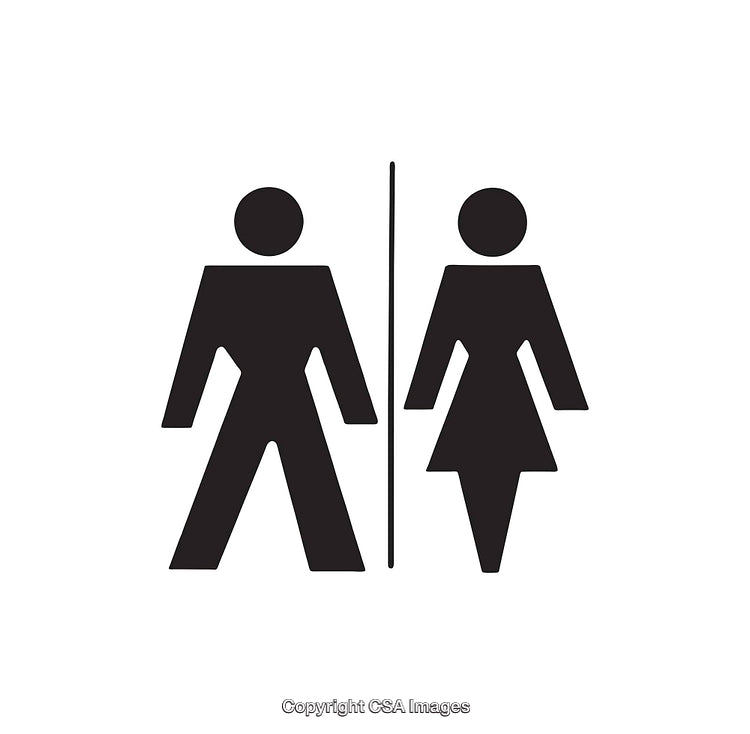 Black and White Symbol of Male and Female Restroom Icons