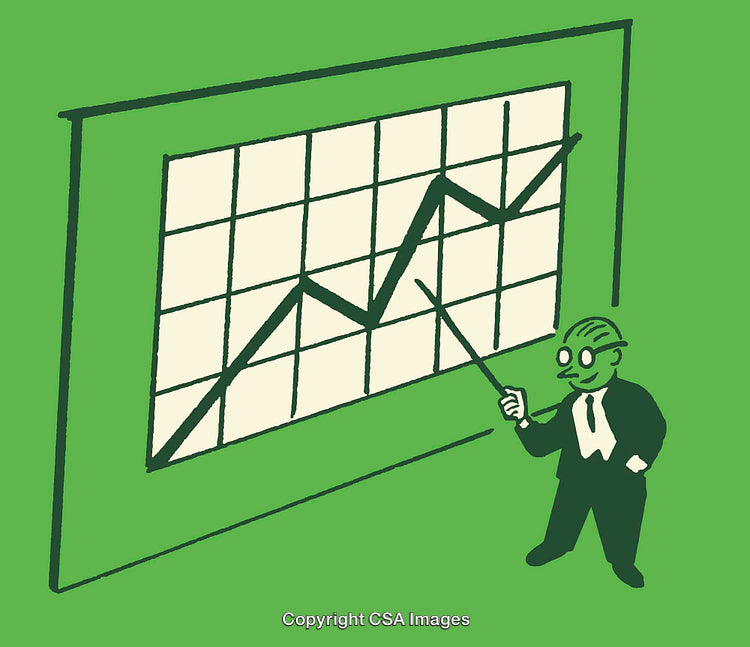 Business Chart Presentation with Line Graph Analysis and Illustration