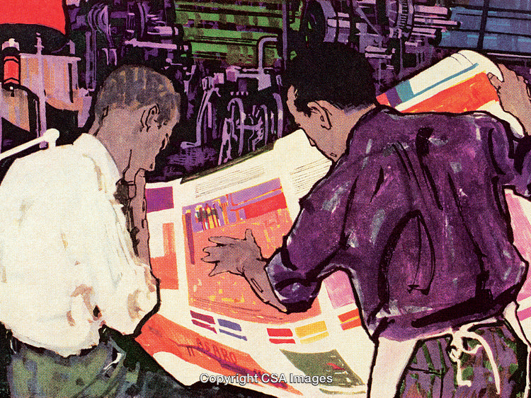 Artists Collaborating on a Colorful Design in a Creative Studio Setting