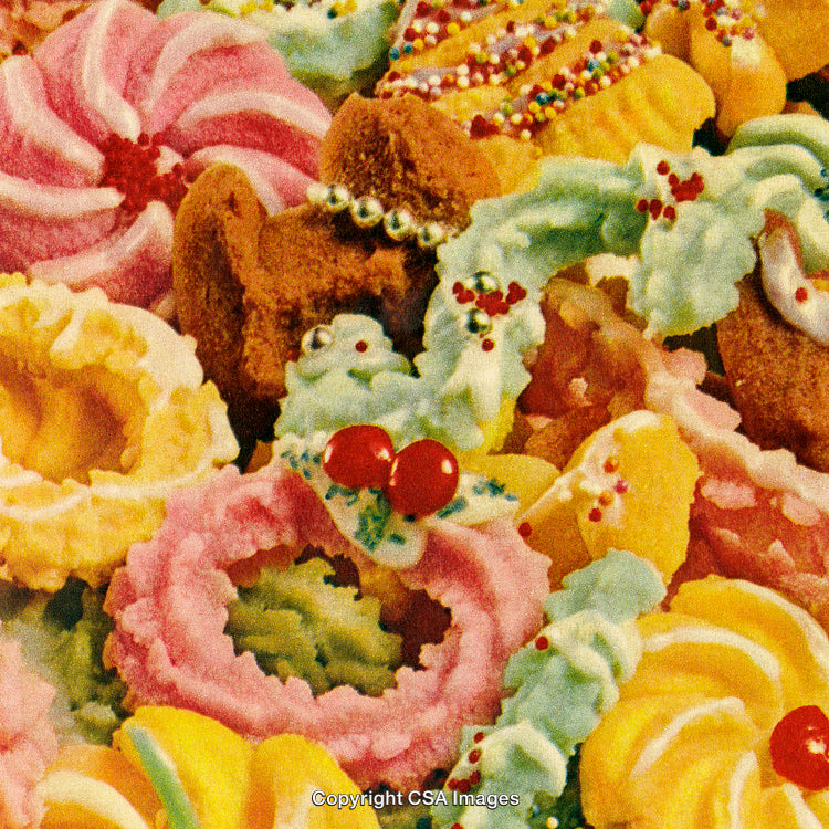 Colorful Assorted Cookies Decorated with Frosting and Festive Sprinkles for Celebrations