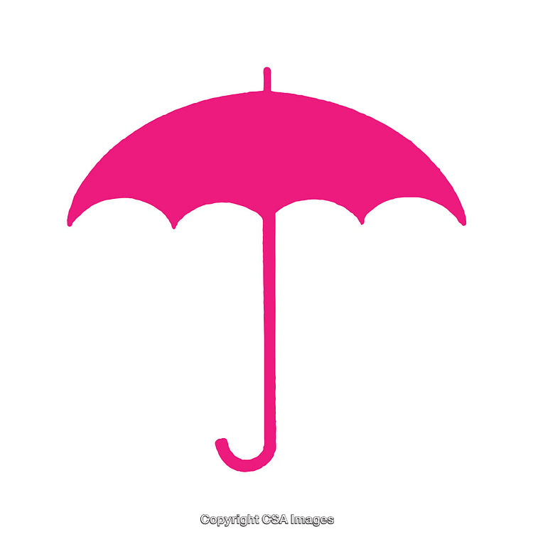 Pink Icon of an Open Umbrella Represented in Minimal Silhouette