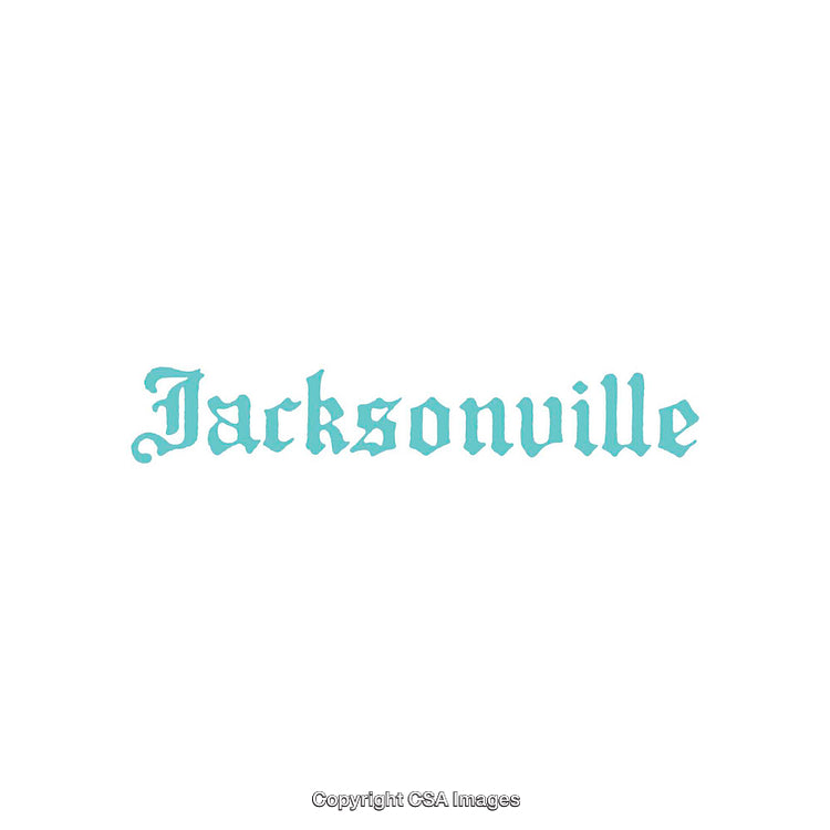 Stylized Jacksonville Text in Vibrant Blue Color on White Background