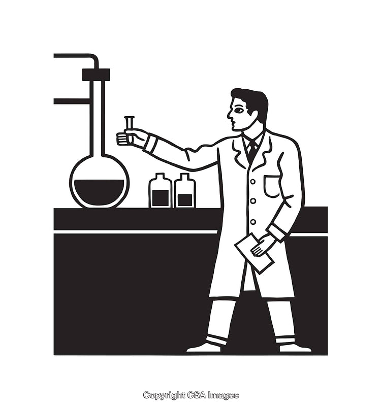 Scientist Conducting Experiment in Laboratory with Glassware and Chemicals