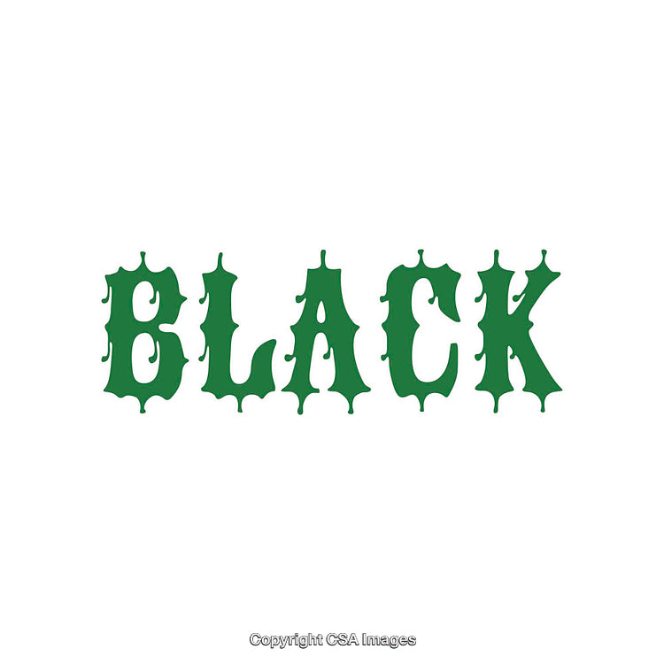 Bold Green 'Black' Text Design with Unique Typography on White Background