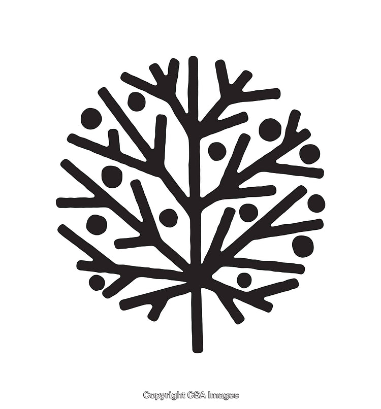 Minimalist Black and White Tree-Inspired Geometric Shape Illustration