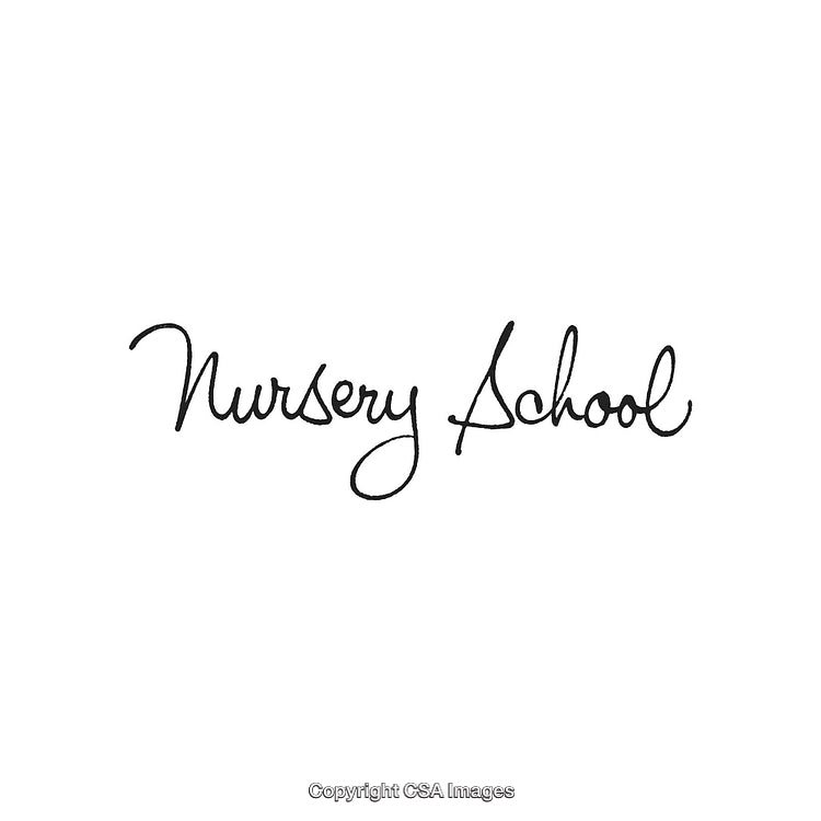 Elegant Handwritten Nursery School Text on a White Background