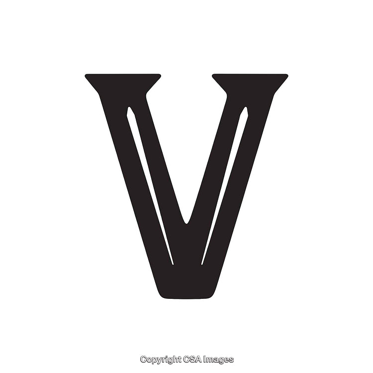 Bold Black Letter V On White Background