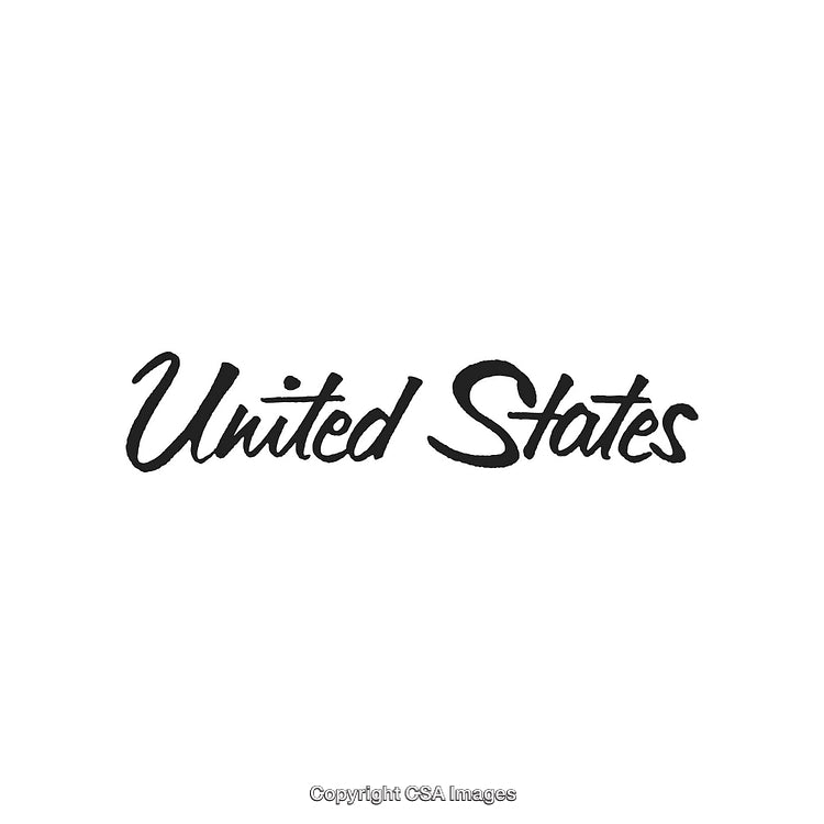 Stylized Handwritten Text Depicting the Phrase 'United States' in Black Lettering