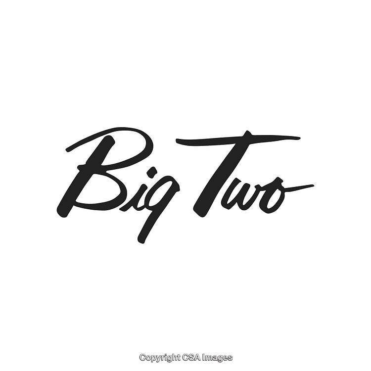 Stylish Black Script Logo Featuring the Words Big Two on White Background