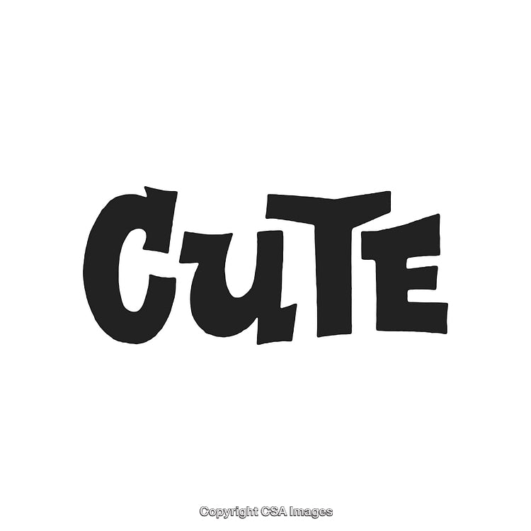 Bold Black Text Spelling 'Cute' with a Playful Design on White Background