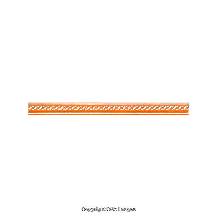Orange and White Decorative Border Design with Swirled Patterns