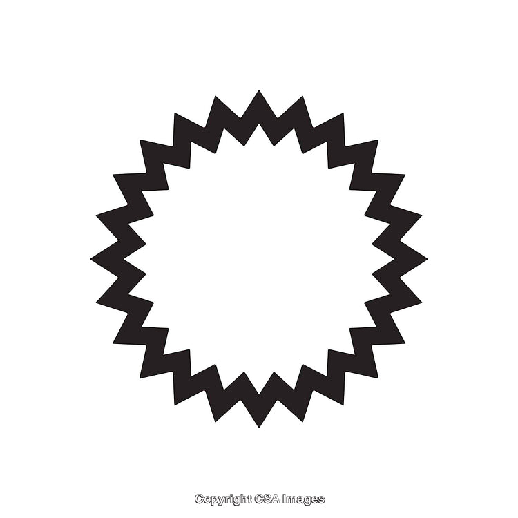 Black and White Angular Starburst Shape in a Bold Design