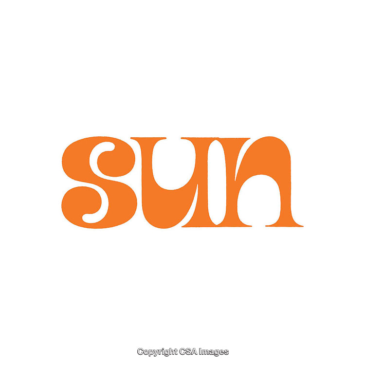 Retro Style Typography Highlighting the Word Sun in Vibrant Orange