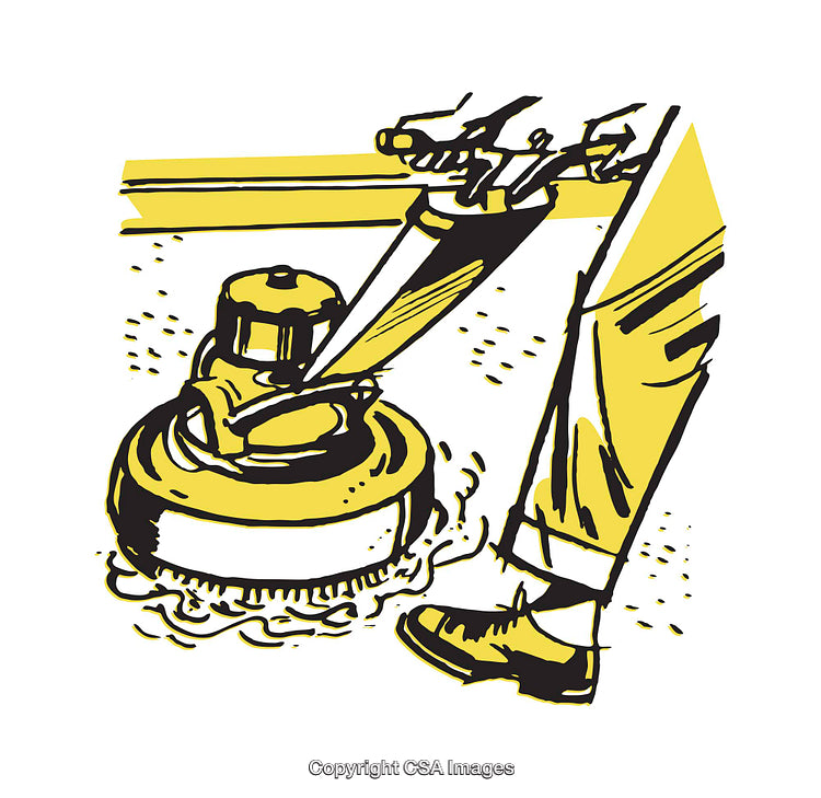 Worker Operating Industrial Floor Polisher in Bold Yellow Illustration Style