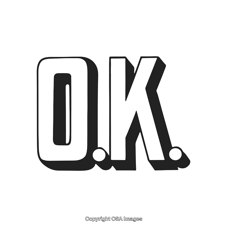 Bold Black And White Typography Saying OK with 3D Style Design