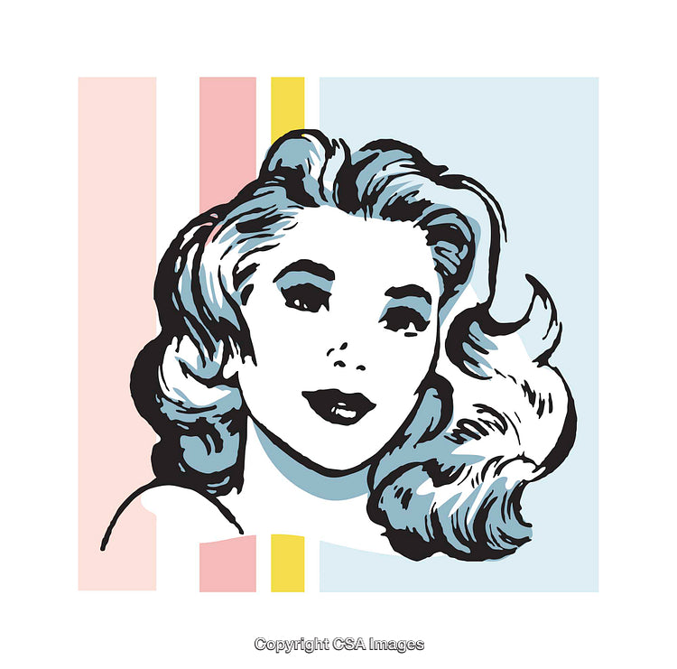 Retro Styled Illustration of a Woman with Bold Graphic Design