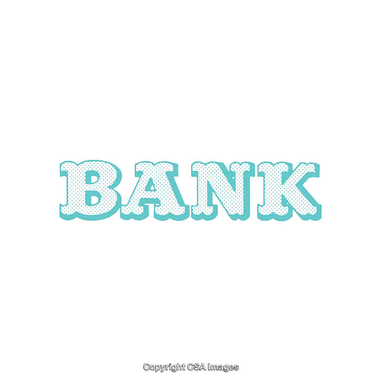 Bank Word in Stylish Bold Typography with Blue and White Colors