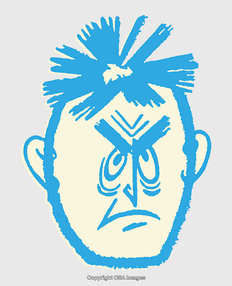 Colorful Abstract Line Art Illustration of an Expressive Facial Expression