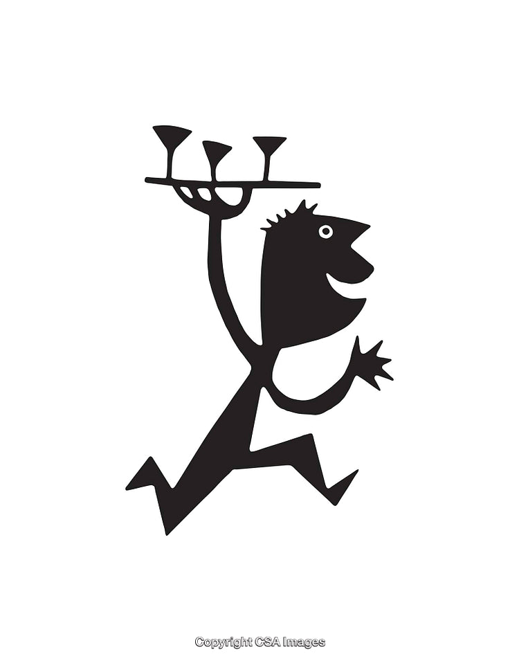 Playful Abstract Black and White Icon of a Character With Objects