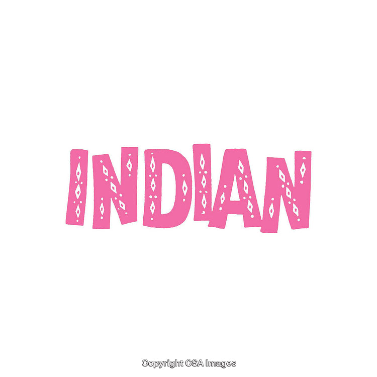 Pink Typography Depicting the Word Indian with Decorative Details