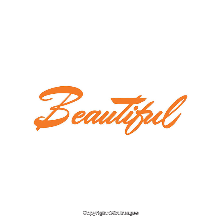 Stylish Orange 'Beautiful' Typography on a Clean White Background