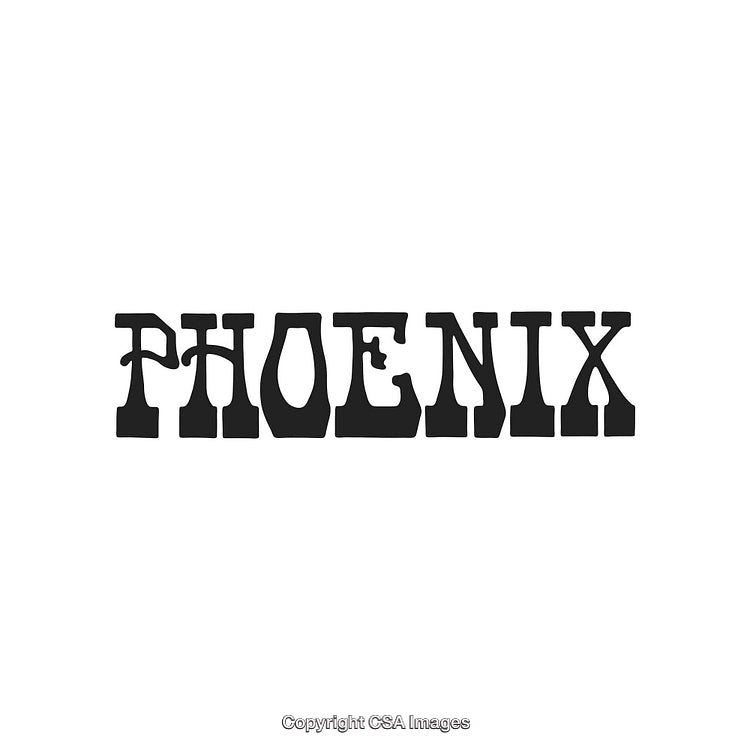 Bold Vintage Phoenix Text in Western Style Black Typography