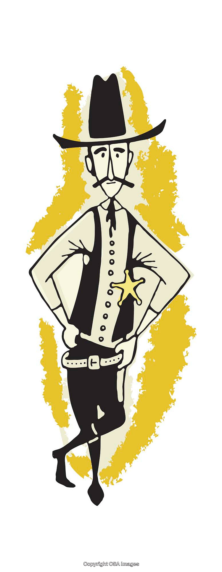 Illustration of a Western Cowboy Sheriff with Classic Hat and Attire