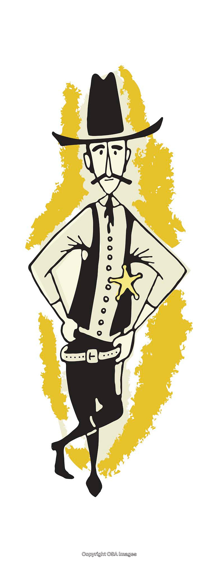Illustration of a Western Cowboy Sheriff with Classic Hat and Attire