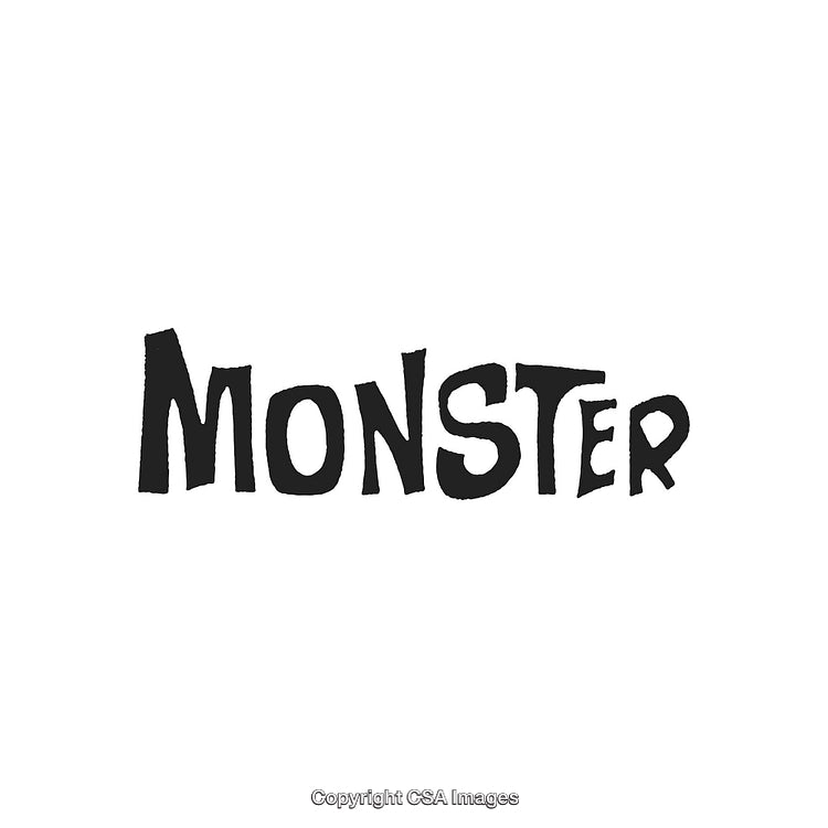 Black Monster Text in Handwritten Style Isolated on White Background