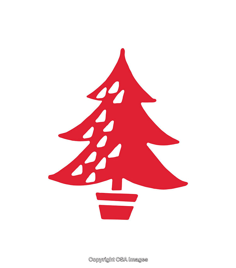 Minimalistic Red Christmas Tree Icon Design on White Background