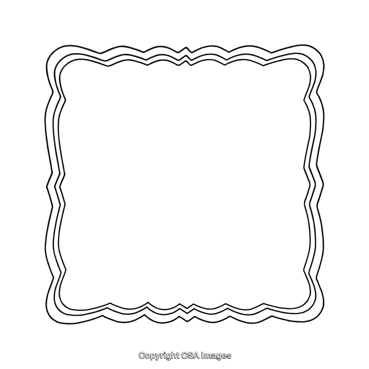 Black and White Decorative Border Outline with Wavy Design