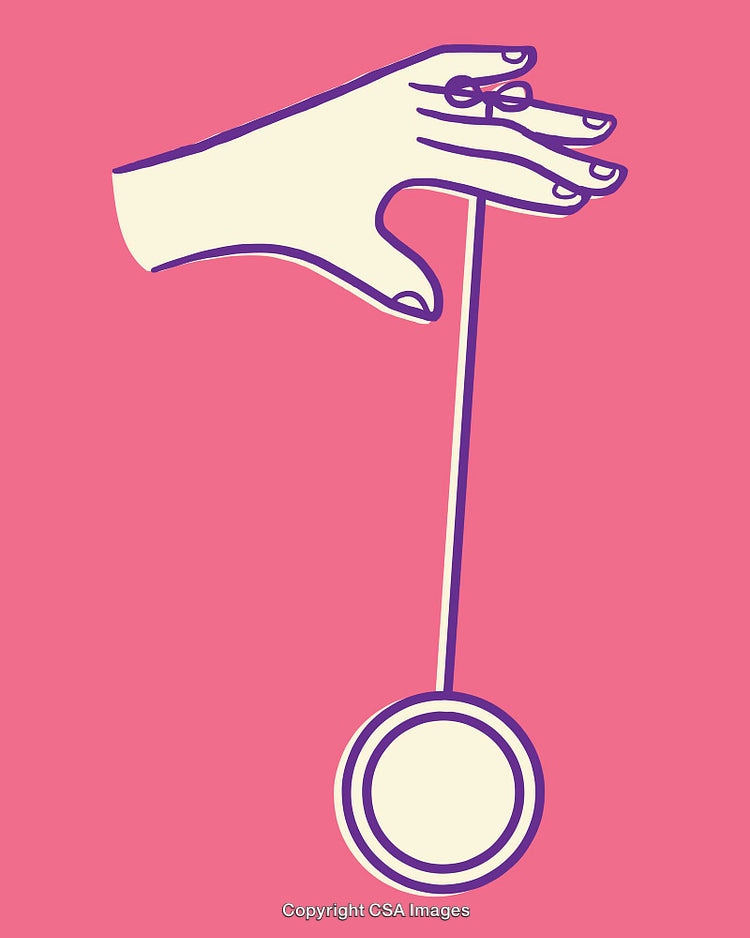 Colorful Line Art Illustration of a Hand Holding a Yo-Yo Toy on String