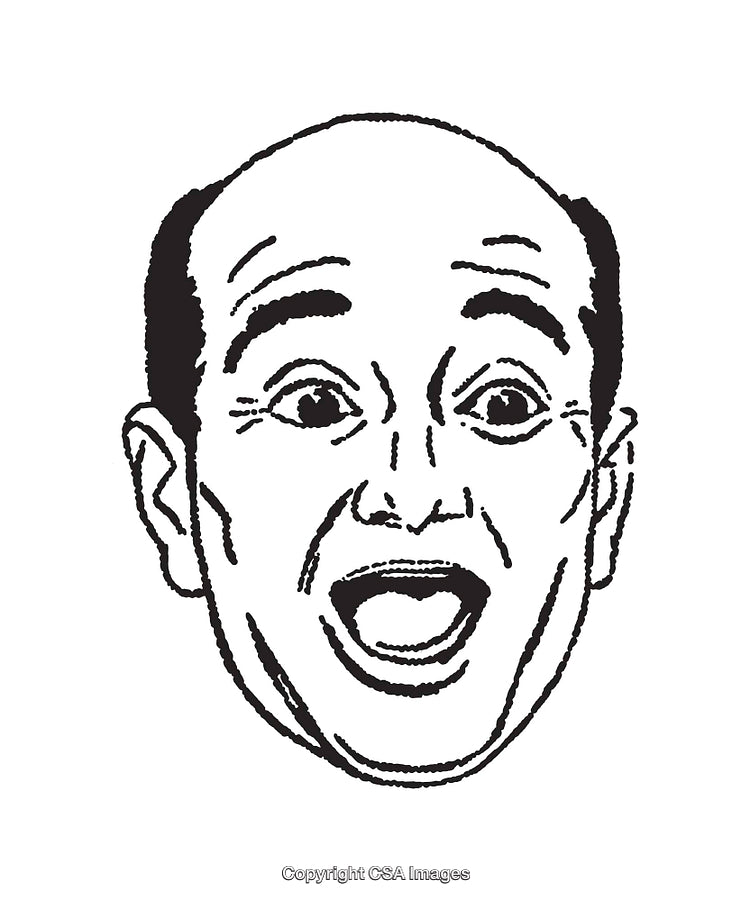 Excited Face Line Art Illustration With Expressive Emotion