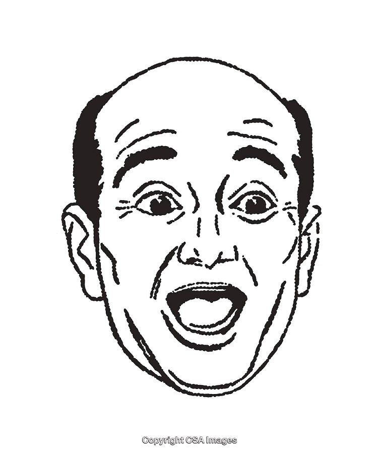 Excited Face Line Art Illustration With Expressive Emotion