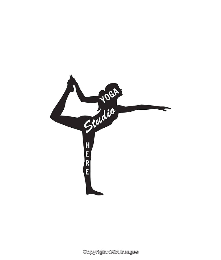 Silhouette Yoga Logo Featuring a Dancer Pose with Studio Text
