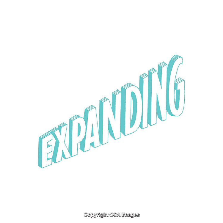 Three-Dimensional Typography Showing the Word Expanding in Blue Text