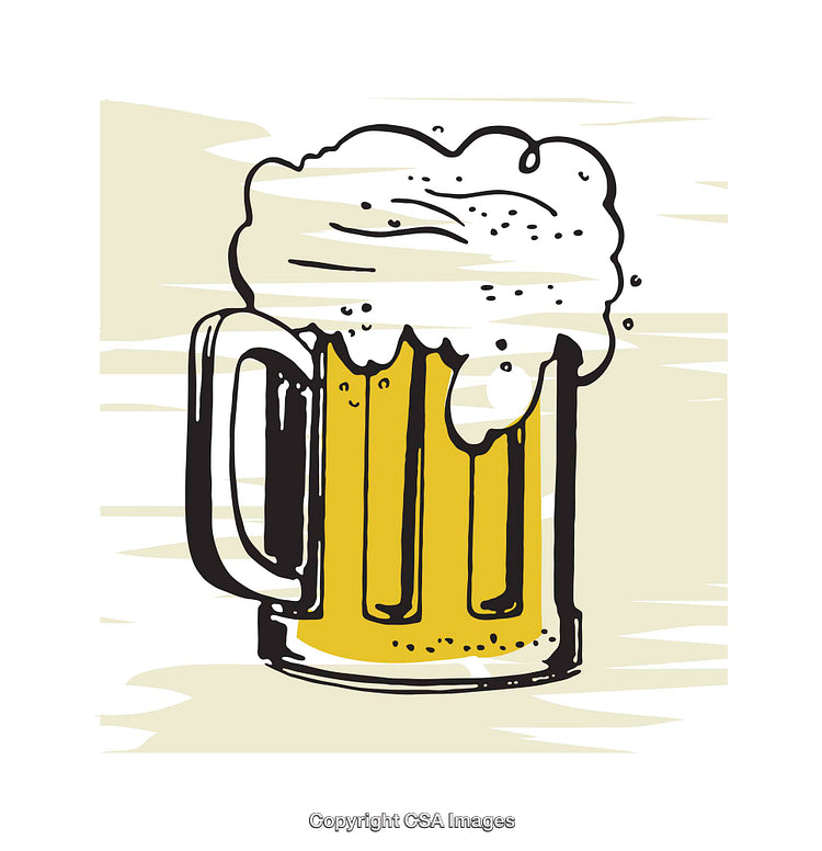 Illustration of Beer Mug with Frothy Top Against Light Background