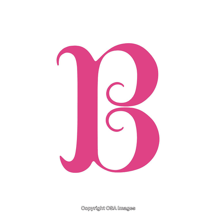 Elegant Pink Serif Letter B on a White Background
