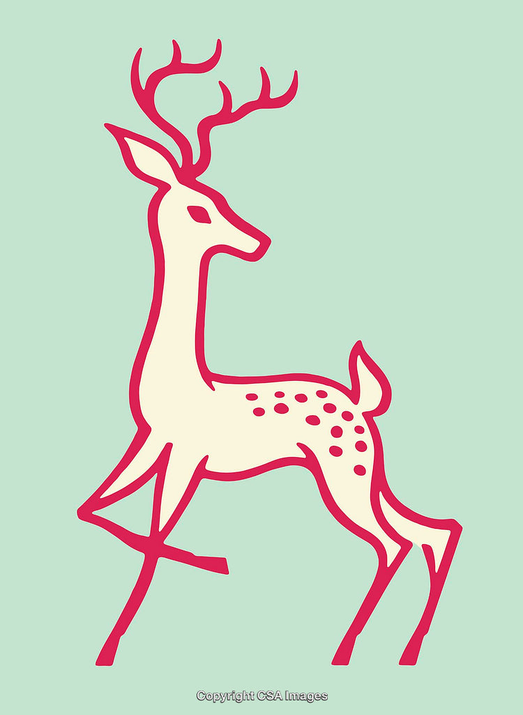 Stylized Line Art Illustration of a Graceful Deer in Vibrant Colors