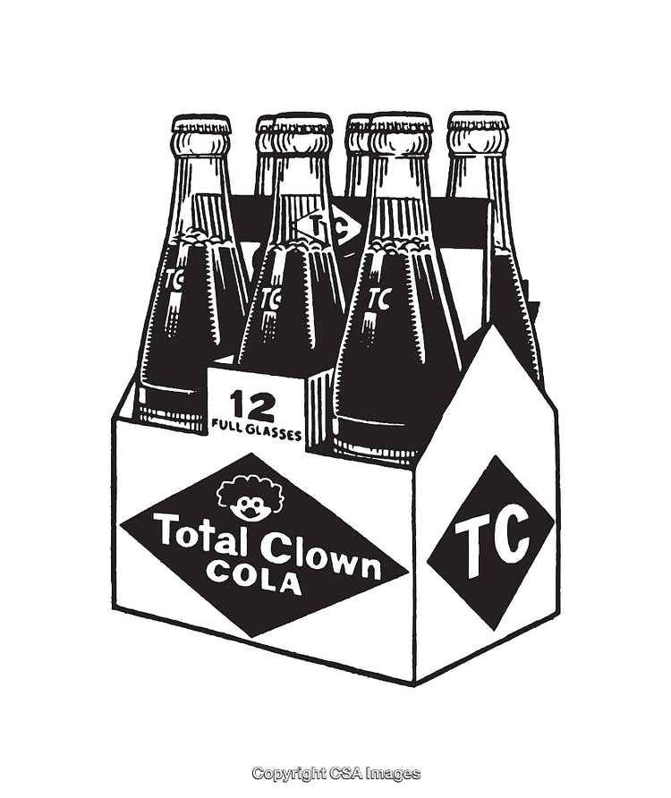 Vintage Black and White Soda Bottles in Retro Packaging Illustration