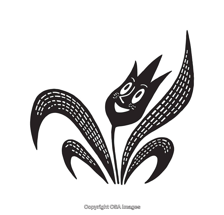 Playful Black And White Line Art Featuring Whimsical Floral Design