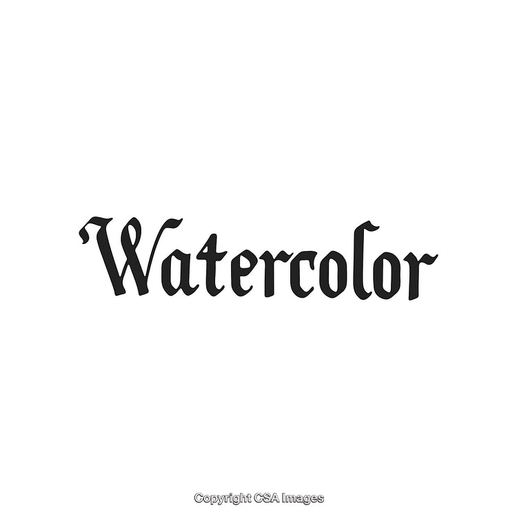 Elegant Black Lettering Displaying the Word 'Watercolor' in Gothic Typeface