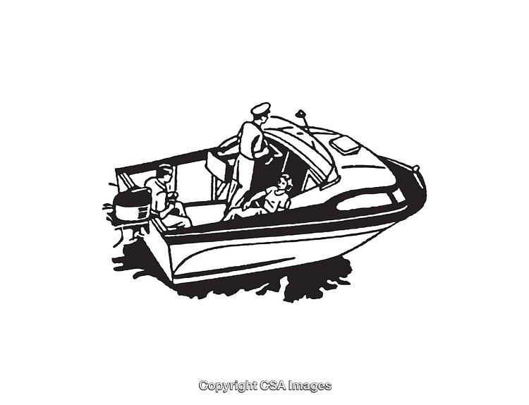 Illustration of Leisure Boating with Family on a Calm Water