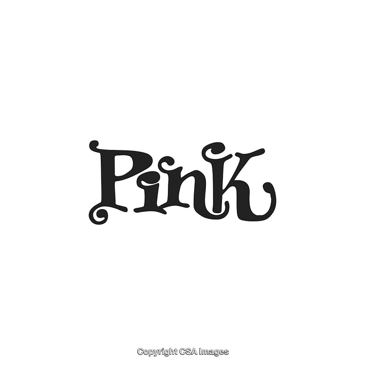 Black Calligraphy Style Typography Artwork With the Word 'Pink' on a White Background