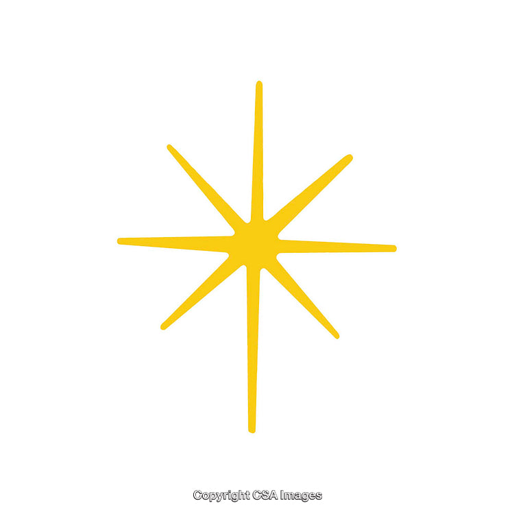 Bright Yellow Eight-Pointed Star Symbol with Bold Radiating Lines