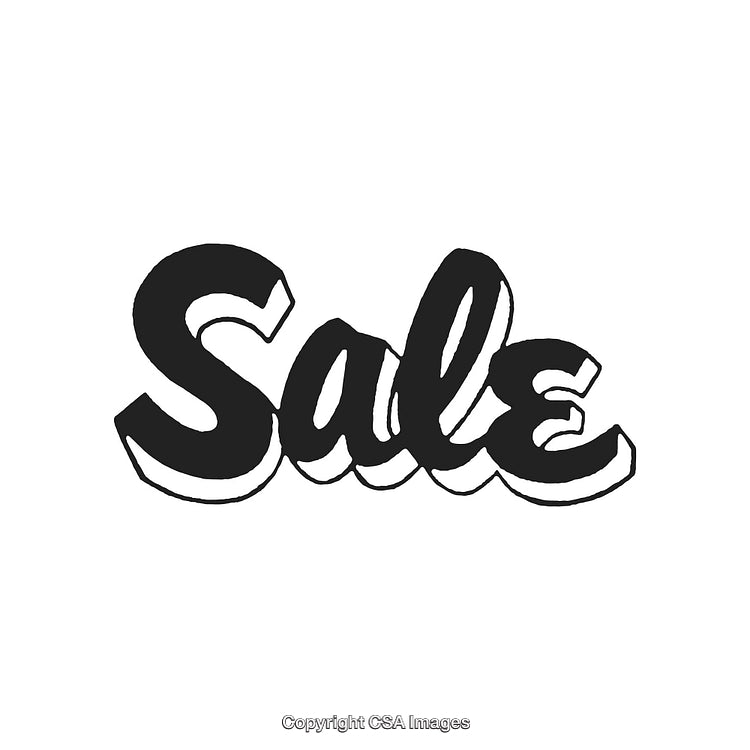 Bold Black and White Sale Illustration with Handwritten Styled Font
